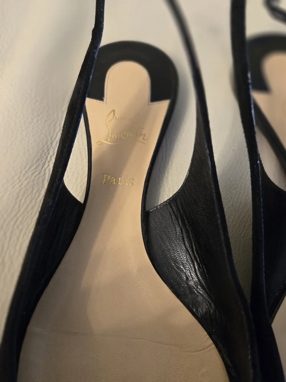 Christian Louboutin Women's Black Pointed Slingback Flats - Picture 4 of 15
